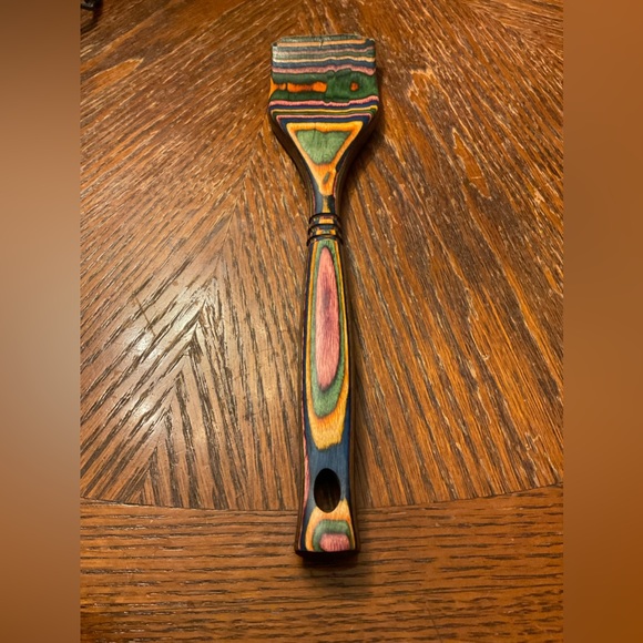 Beautiful Colorful Carved Heavy Wooden Kitchen Spatula! - Picture 16 of 16